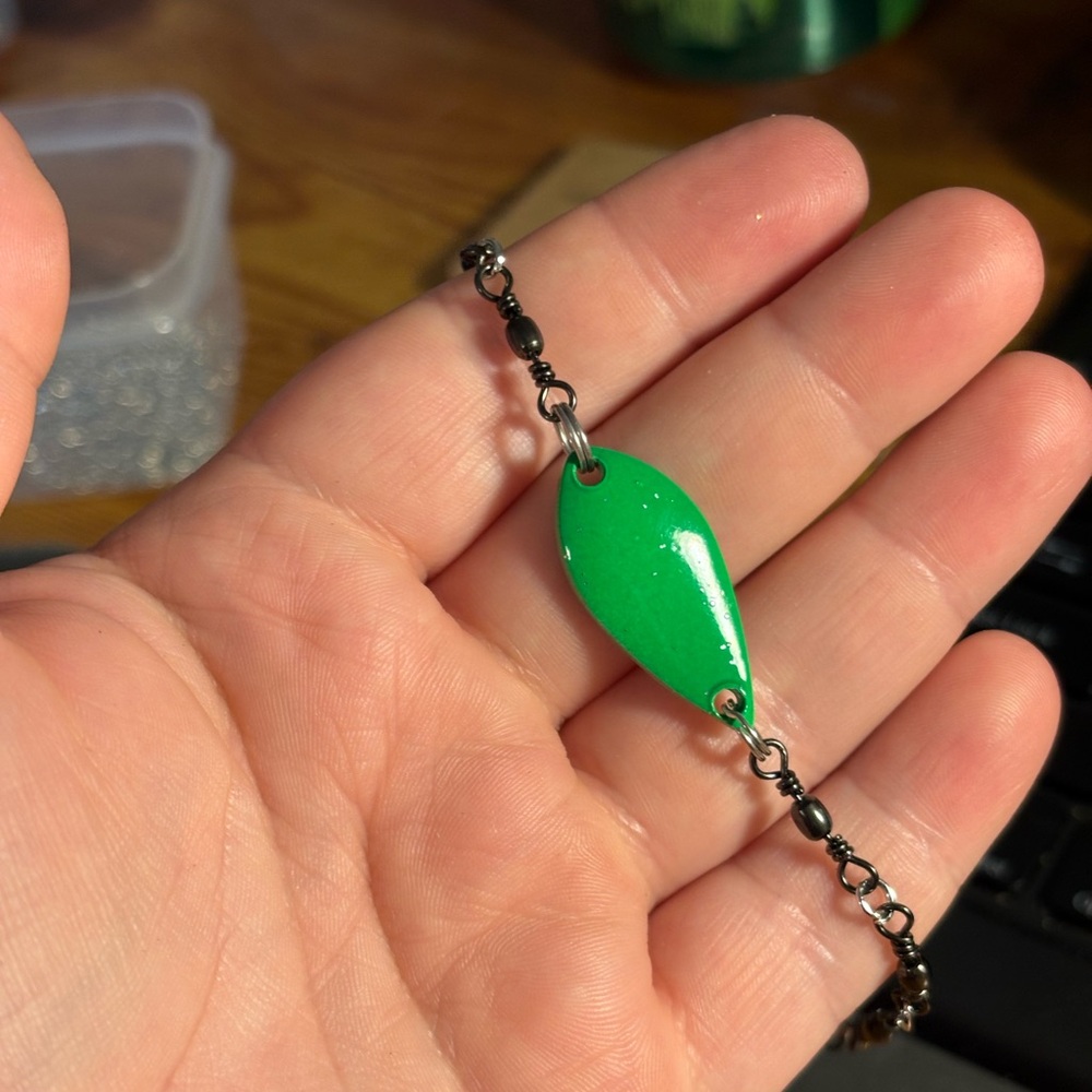 Vibrant Green and Black Women's & Mens Bracelet
